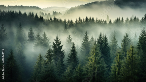 Foggy morning in the mountains © tashechka