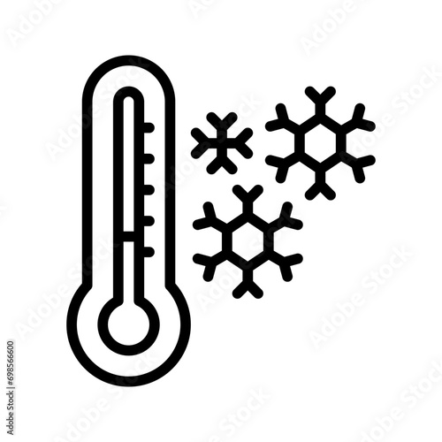 Cold temperature icon set style collection in line, solid, flat, flat line style on white background