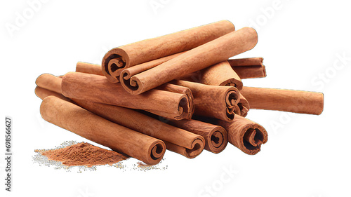Cinnamon sticks isolated on white background. Cinnamon sticks on png transparent background.