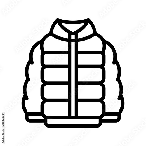 Puffer coat icon set style collection in line, solid, flat, flat line style on white background