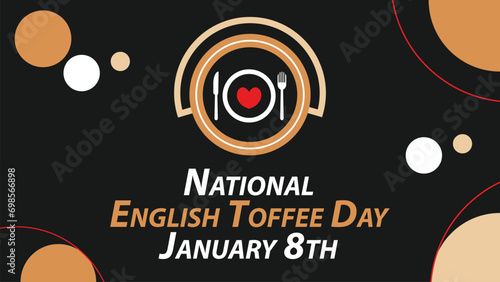 National English Toffee Day vector banner design. Happy National English Toffee Day modern minimal graphic poster illustration.