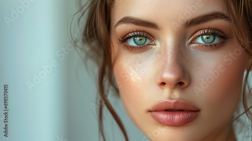portrait of the woman with beauty face - isolated. Beauty face of the young beautiful girl with a healthy skin