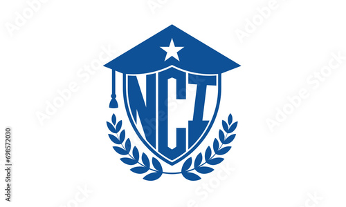 NCI three letter iconic academic logo design vector template. monogram, abstract, school, college, university, graduation cap symbol logo, shield, model, institute, educational, coaching canter, tech photo