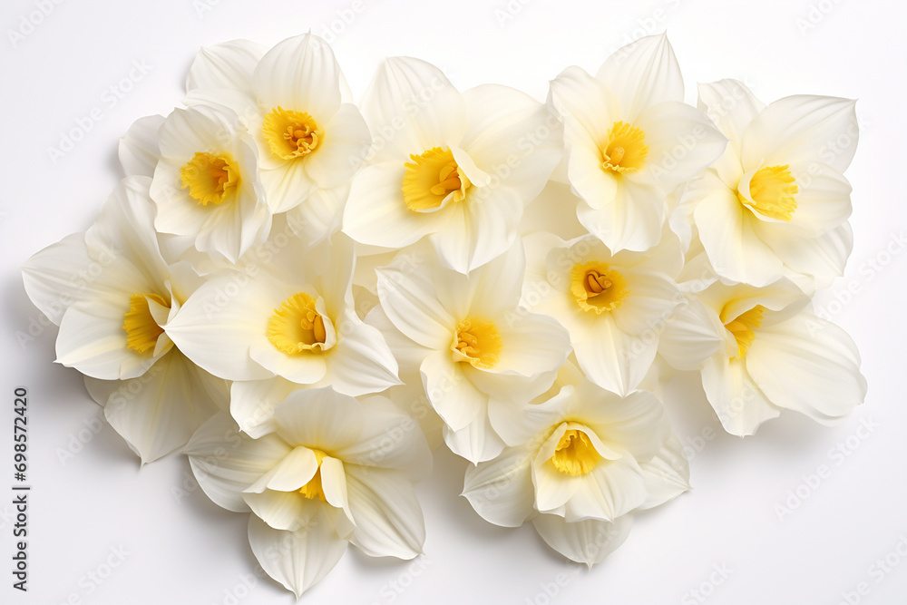 Fototapeta premium Narcissus petals , white background