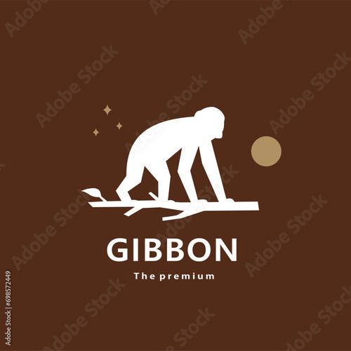 animal gibbon natural logo vector icon silhouette retro hipster photo