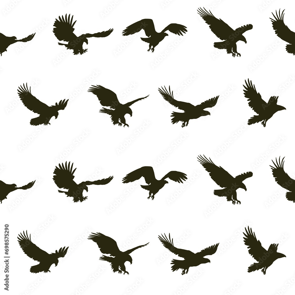 Obraz premium The seamless background with flying eagles. 