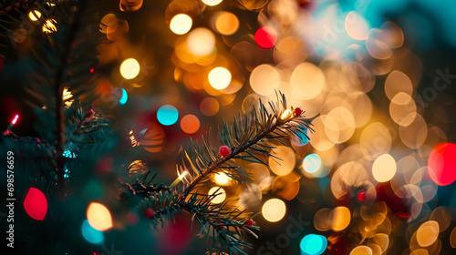 Lively Christmas-themed bokeh effect, AI Generated