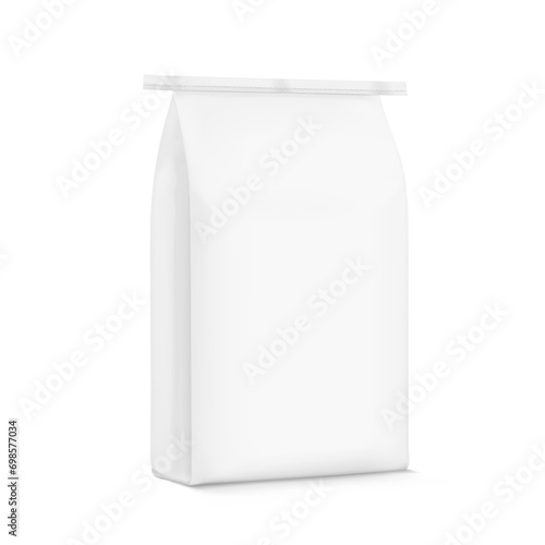 Stitched bottom kraft paper bag mockup for packing industrial, chemical, food, flour, milk powder. Vector illustration isolated on white background. EPS10.