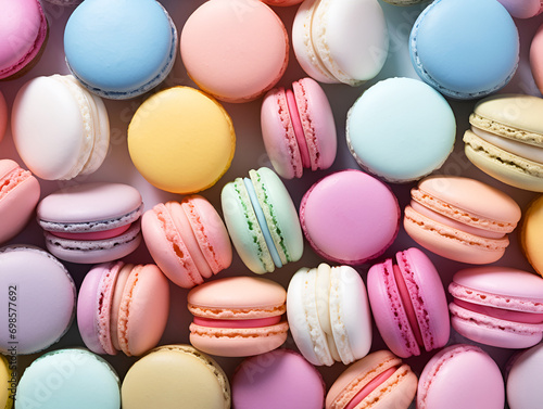 french sweet delicacy, macaroons variety closeup. macaroon colorful texture photo