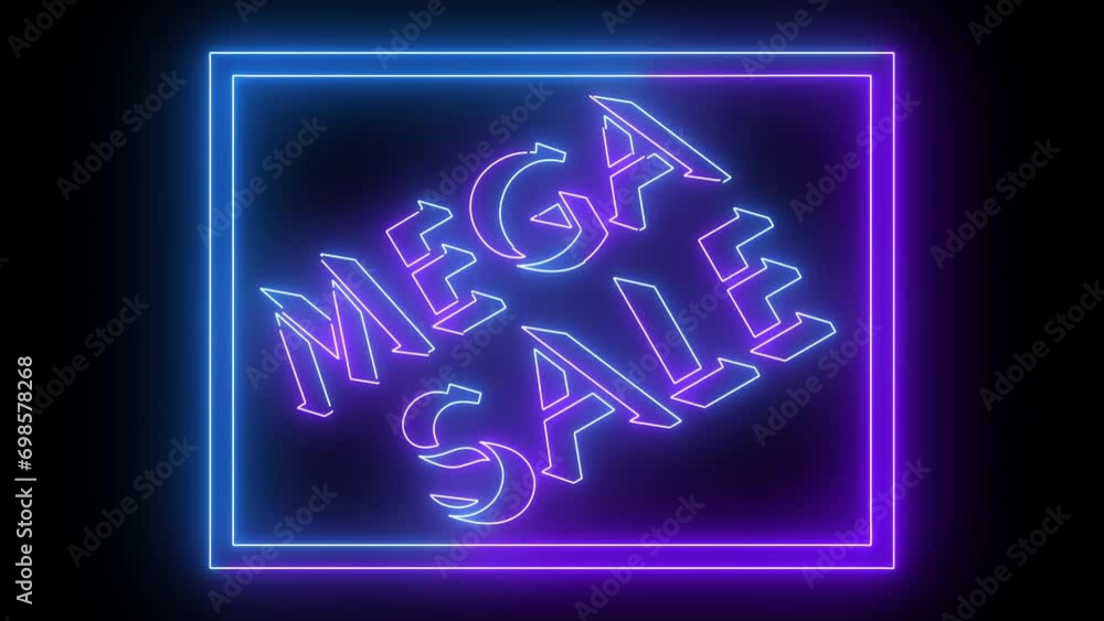 Mega Sale cool animated with box in 4K. Easy to put into any video. Flicker mega sale text with a moving outline on a dark background.Technology video material animation. Special offer discount tags. Mega Sale cool animated with box in 4K. Easy to put into any video. Flicker mega sale text with a moving outline on a dark background.Technology video material animation. Special offer discount tags.