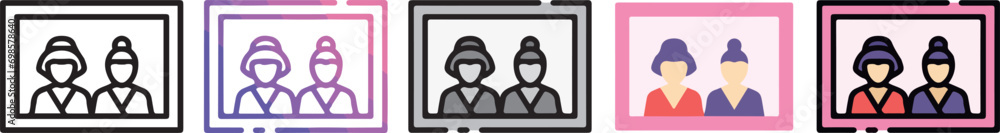 Fototapeta premium Japanese theme icon with 5 different styles.
