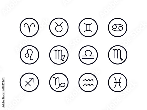 Zodiac signs. Astrological signs. Horoscope, astrology. Vector illustration.	