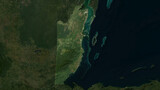Belize highlighted. Low-res satellite map