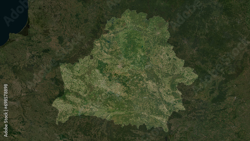 Belarus highlighted. Low-res satellite map