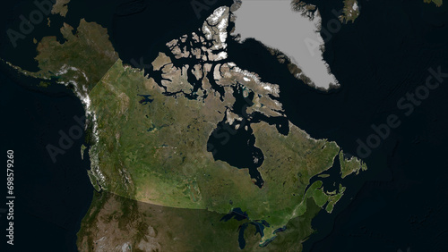 Canada highlighted. Low-res satellite map