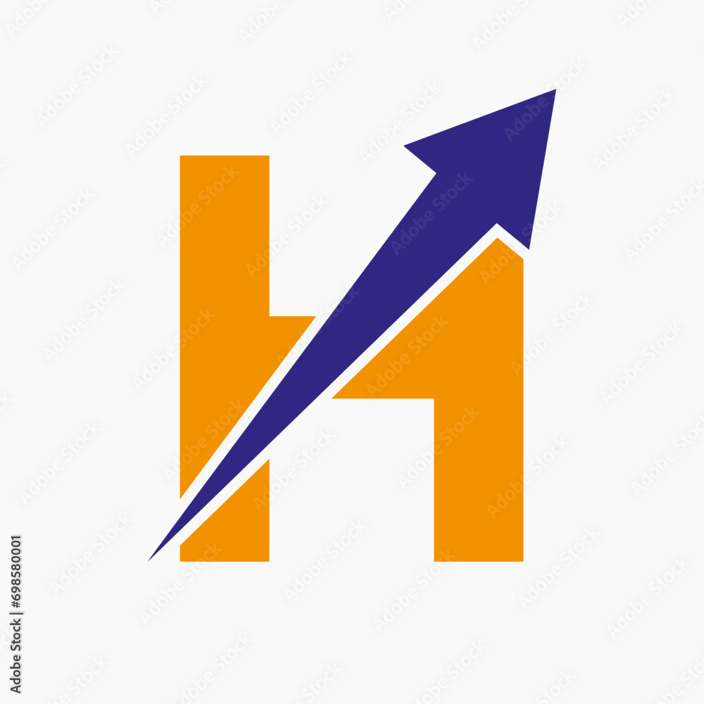Initial Financial Logo On Letter H Concept With Growth Arrow Icon Initial Financial Logo On Letter H Concept With Growth Arrow Icon