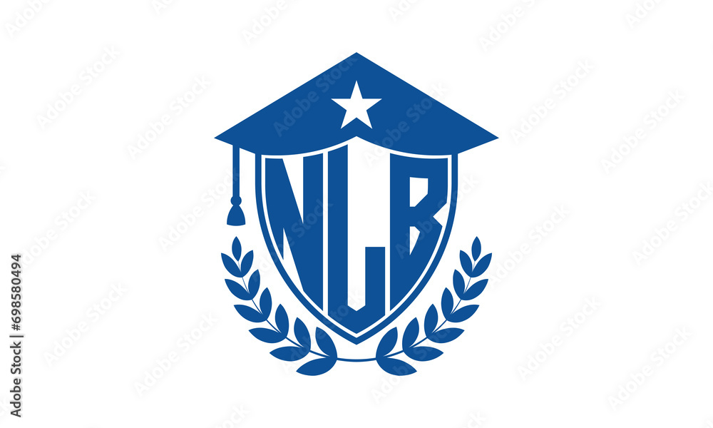 NLB three letter iconic academic logo design vector template. monogram, abstract, school, college, university, graduation cap symbol logo, shield, model, institute, educational, coaching canter, tech NLB three letter iconic academic logo design vector template. monogram, abstract, school, college, university, graduation cap symbol logo, shield, model, institute, educational, coaching canter, tech