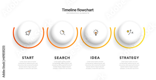Timeline infographic design with 6 options or steps. Infographics for business concept. Can be used for presentations workflow layout, banner, process photo