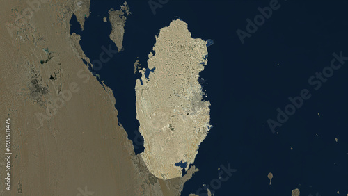 Qatar highlighted. Low-res satellite map