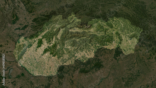 Slovakia highlighted. Low-res satellite map