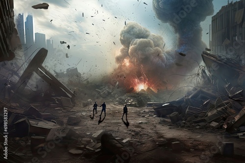The doomsday scene catastrophe, gital illustration photo