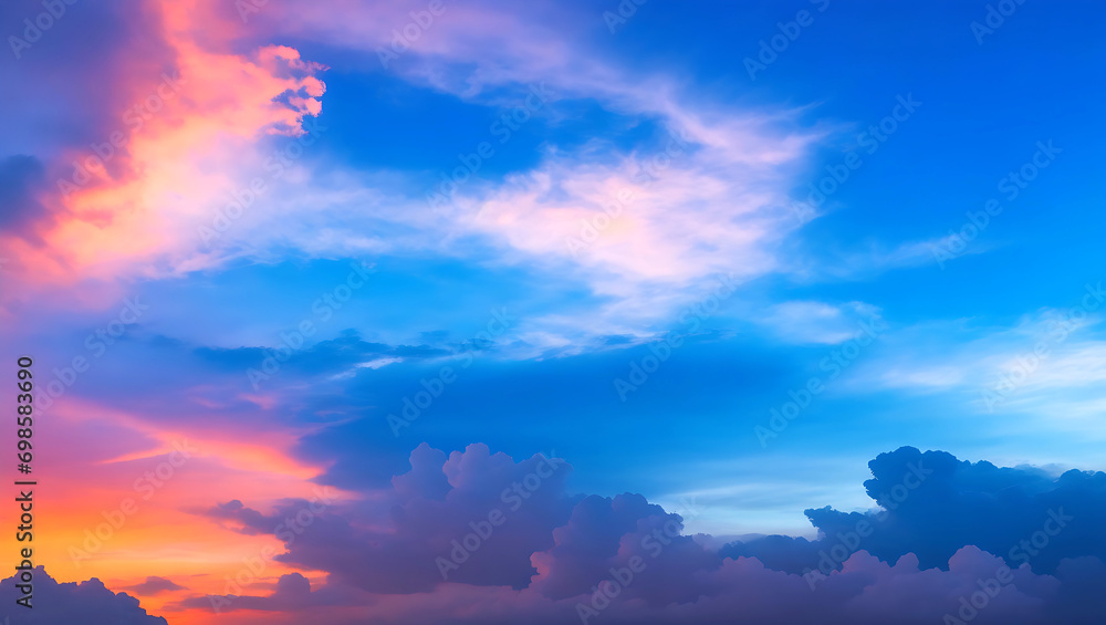 Evening sky with colorful clouds sunlight Ai Generated