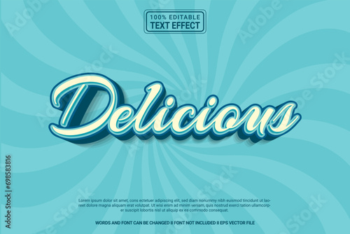 Editable text effect Delicious 3d cartoon template style modern premium vector