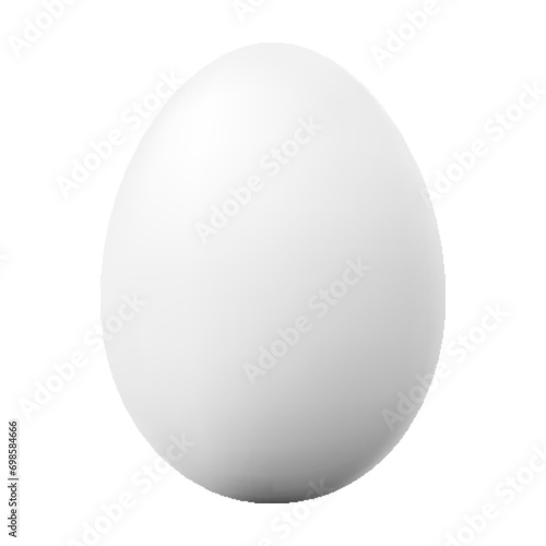 White single animal egg. Chicken egg with soft shadows isolated on white background. Template for Easter holiday. Realistic 3D vector illustration