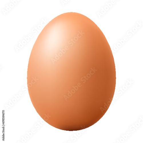 Brown single animal egg. Chicken egg with soft shadows isolated on white background. Template for Easter holiday. Realistic 3D vector illustration