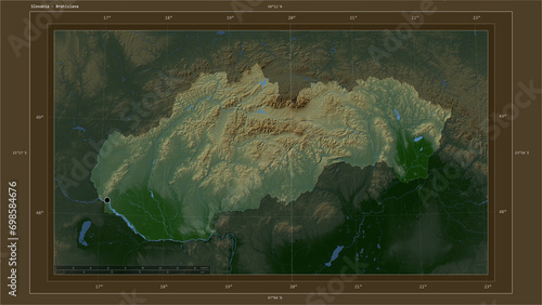 Photography Slovakia highlighted - composition. Physical Map