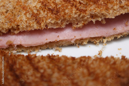 Wallpaper Mural close up of a slice of bread. toasted ham sandwich. sandwich with selective focus. Torontodigital.ca