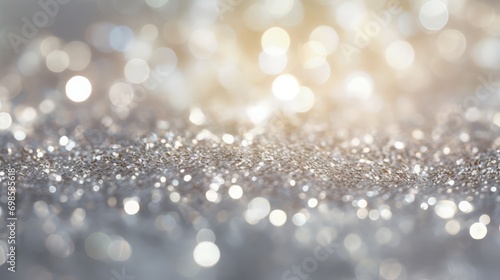 Abstract silver glitter lights background. AI generated. photo