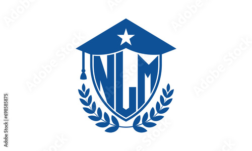 NLM three letter iconic academic logo design vector template. monogram, abstract, school, college, university, graduation cap symbol logo, shield, model, institute, educational, coaching canter, tech photo