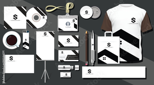 Brand identity sets black white text logotype decor