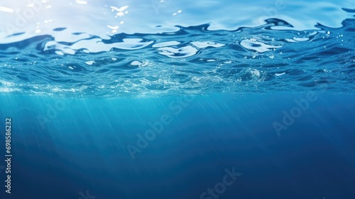 Clean blue underwater background. AI generated.