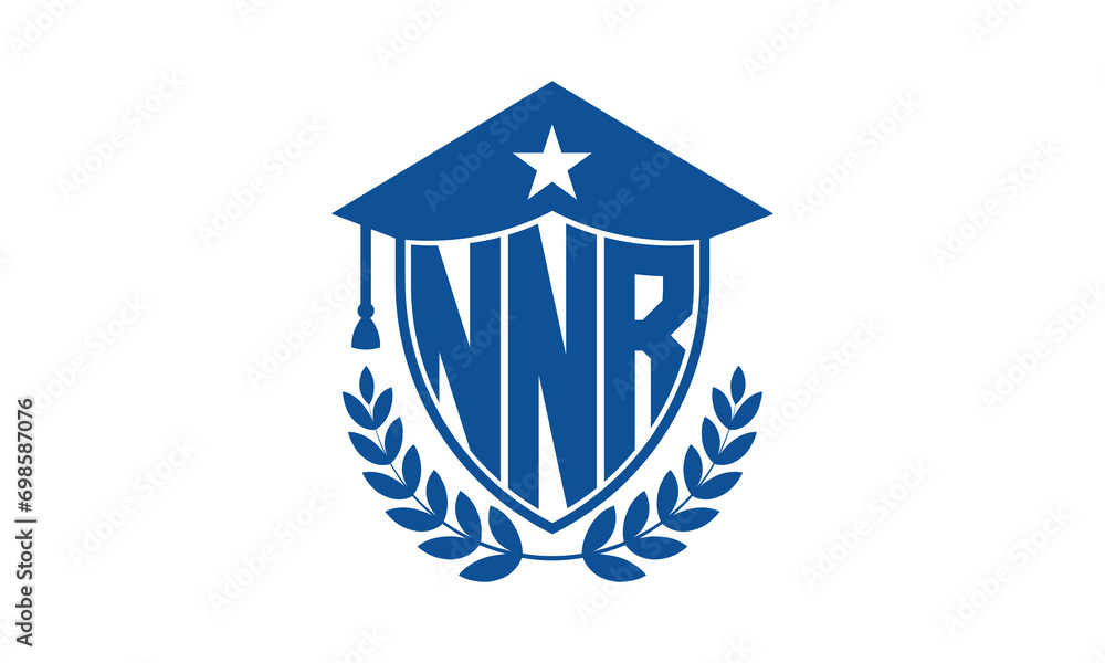 NNR three letter iconic academic logo design vector template. monogram, abstract, school, college, university, graduation cap symbol logo, shield, model, institute, educational, coaching canter, tech NNR three letter iconic academic logo design vector template. monogram, abstract, school, college, university, graduation cap symbol logo, shield, model, institute, educational, coaching canter, tech