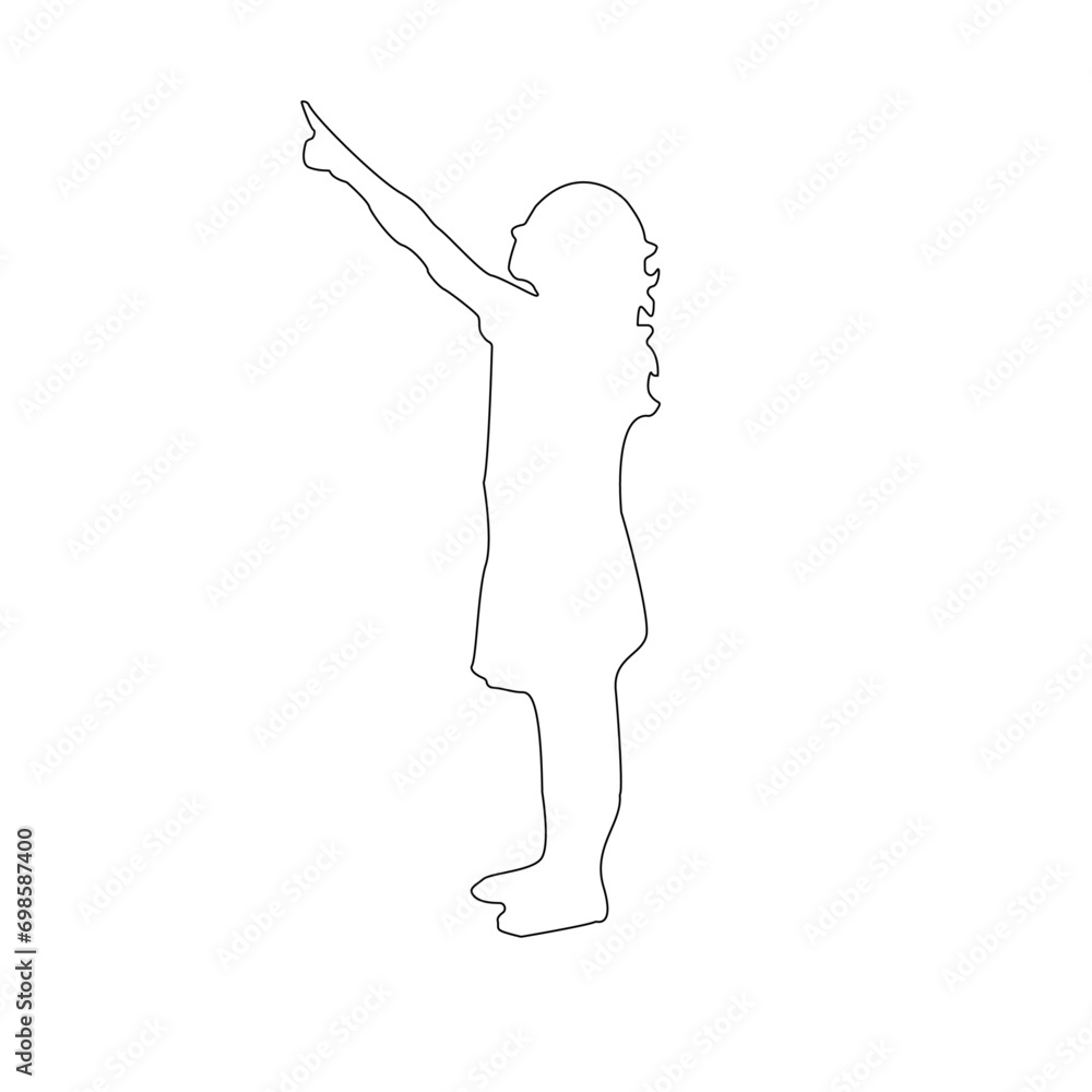 Female girl Standing vector single line drawing Female girl Standing vector single line drawing