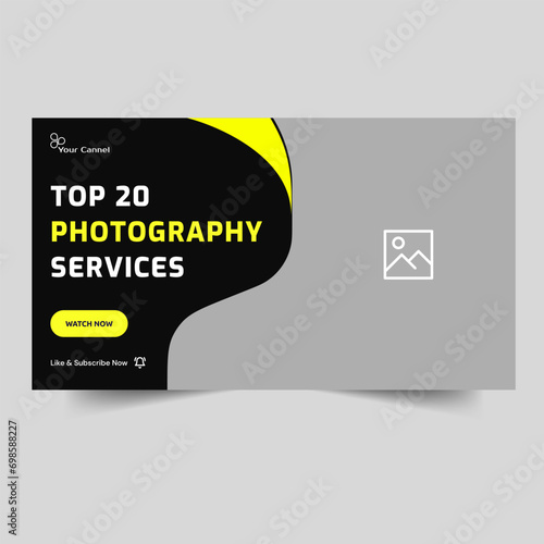 Video tutorial for photography thumbnail banner design, wedding video editing cover banner design, customizable vector eps 10 file format