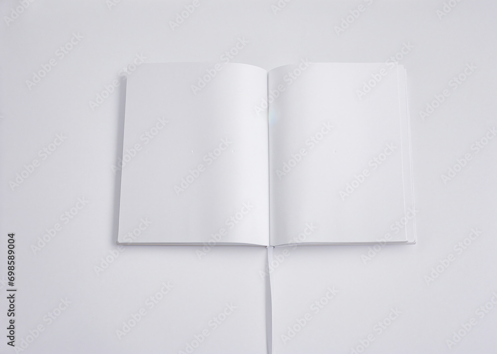 A white book with blank pages. A white book with blank pages.
