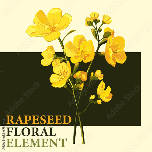 Rapeseed flower element, floral design stationery