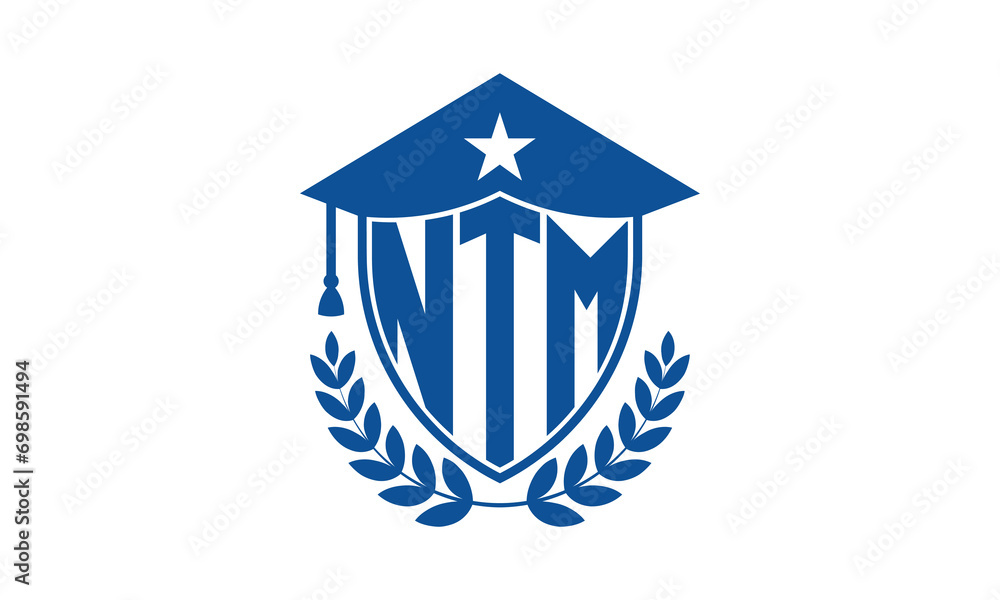 NTM three letter iconic academic logo design vector template. monogram, abstract, school, college, university, graduation cap symbol logo, shield, model, institute, educational, coaching canter, tech NTM three letter iconic academic logo design vector template. monogram, abstract, school, college, university, graduation cap symbol logo, shield, model, institute, educational, coaching canter, tech