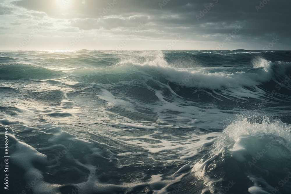 A dreamy ocean scene with mystical currents & sediment. Generative AI