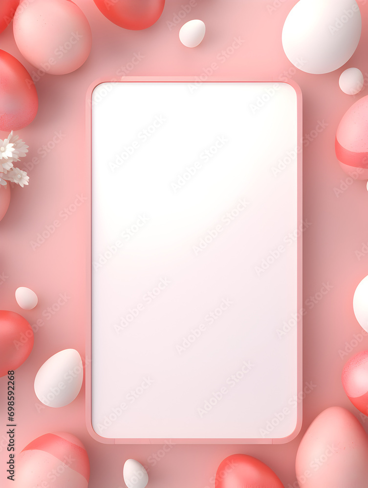 Obraz premium Pastel red easter eggs frame background with free copy space 