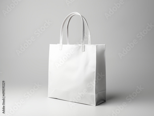 Blank empty white paper shopping bag mockup isolated