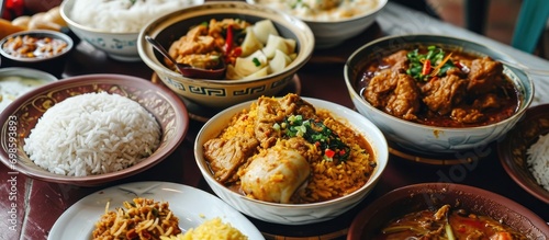 Hawker food in Singapore - curry rice from Hainan.