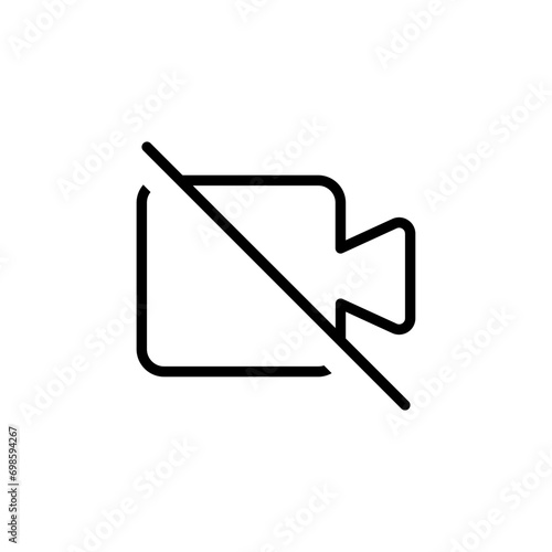 no video camera line icon for streaming , facetime icons video call symbol - recording not allowed - video cam off icon. web vector icon
