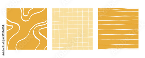 Simple Geometric Hand Drawn Irregular Patterns. Colored Doodle Checkered simple drawing with textures. Square Poster set