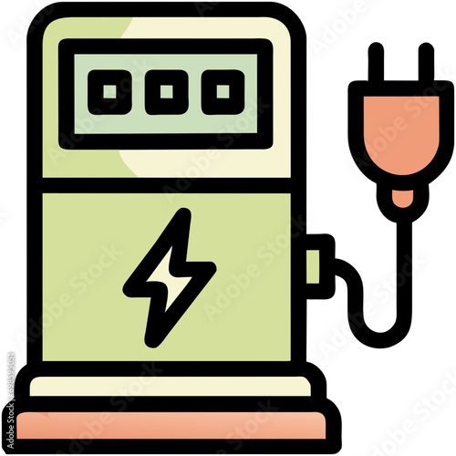 Electric vehicle charger vektor icon illustation