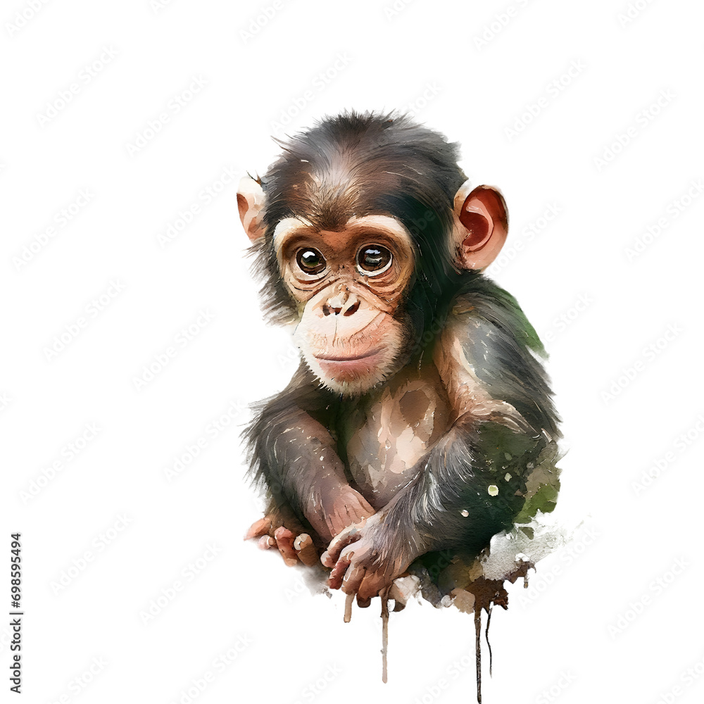 Naklejka premium watercolor cute monkey