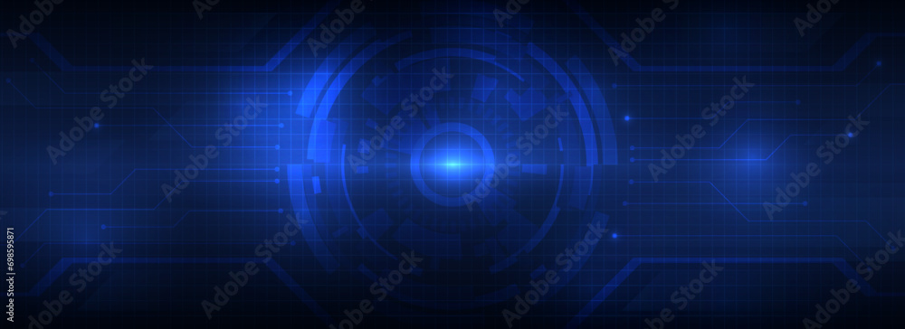 glowing blue technology circle Futuristic background concept